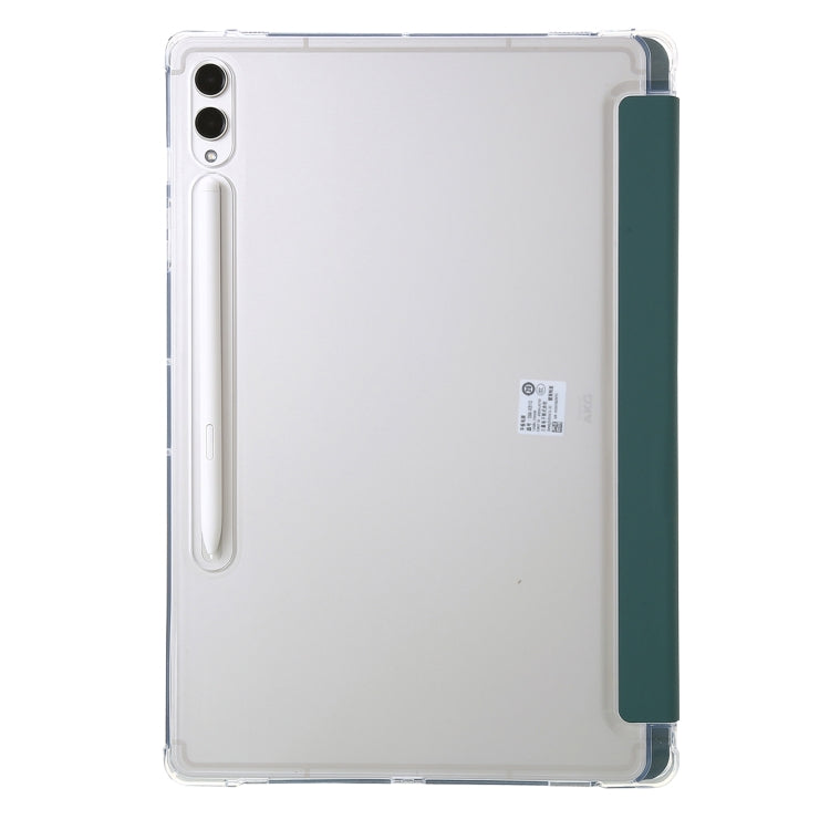 For Samsung Galaxy Tab S10+ / S9+ Clear Acrylic Deformation Leather Tablet Case(Deep Green)