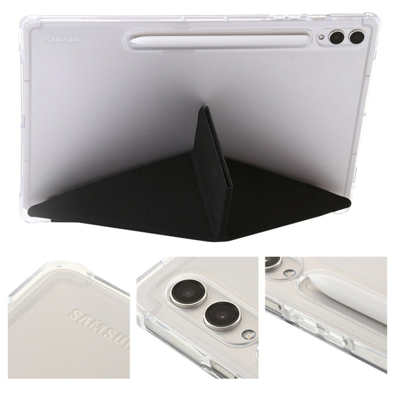 For Samsung Galaxy Tab S10+ / S9+ Clear Acrylic Deformation Leather Tablet Case(Black)