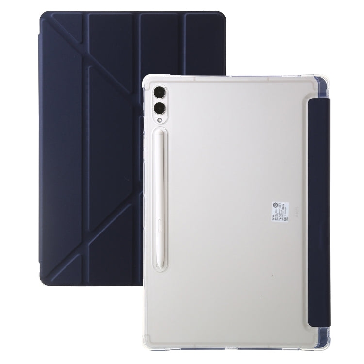 For Samsung Galaxy Tab S10 FE / S9 FE Clear Acrylic Deformation Leather Tablet Case(Dark Blue)