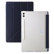 For Samsung Galaxy Tab S10 FE / S9 FE Clear Acrylic Deformation Leather Tablet Case(Dark Blue)