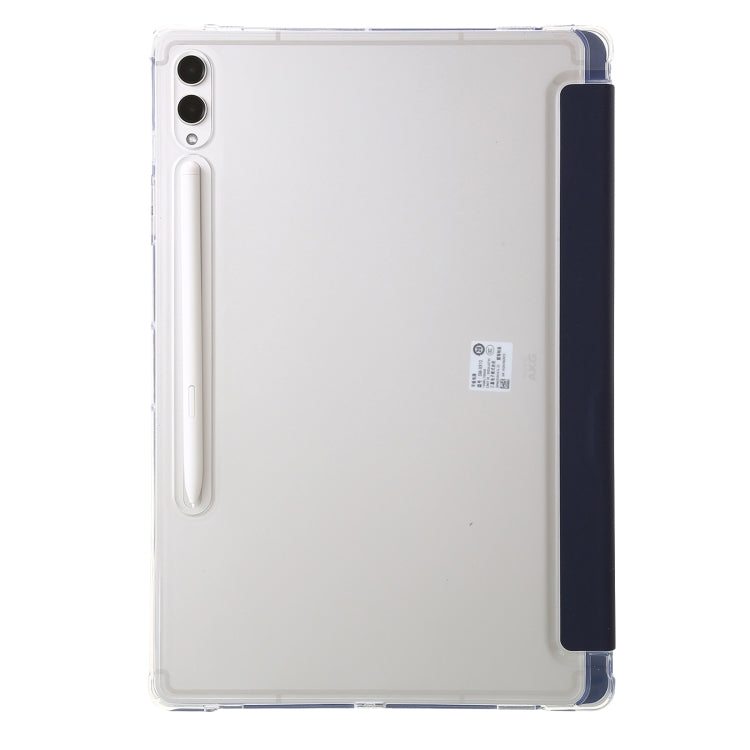 For Samsung Galaxy Tab S10 FE / S9 FE Clear Acrylic Deformation Leather Tablet Case(Dark Blue)