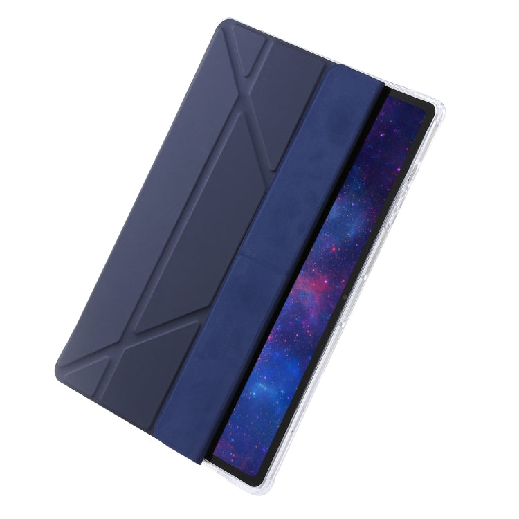 For Samsung Galaxy Tab S10 FE / S9 FE Clear Acrylic Deformation Leather Tablet Case(Dark Blue)