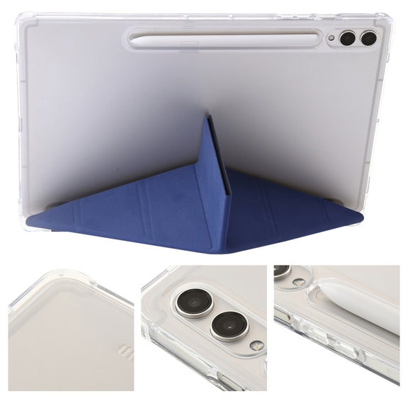 For Samsung Galaxy Tab S10 FE / S9 FE Clear Acrylic Deformation Leather Tablet Case(Dark Blue)