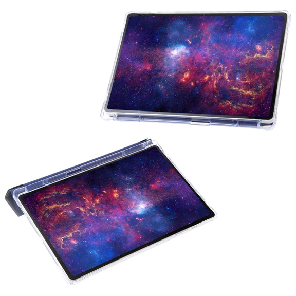 For Samsung Galaxy Tab S10 FE / S9 FE Clear Acrylic Deformation Leather Tablet Case(Dark Blue)