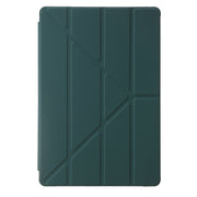 For Samsung Galaxy Tab S9 FE Clear Acrylic Deformation Leather Tablet Case(Deep Green)