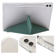For Samsung Galaxy Tab S9 FE Clear Acrylic Deformation Leather Tablet Case(Deep Green)