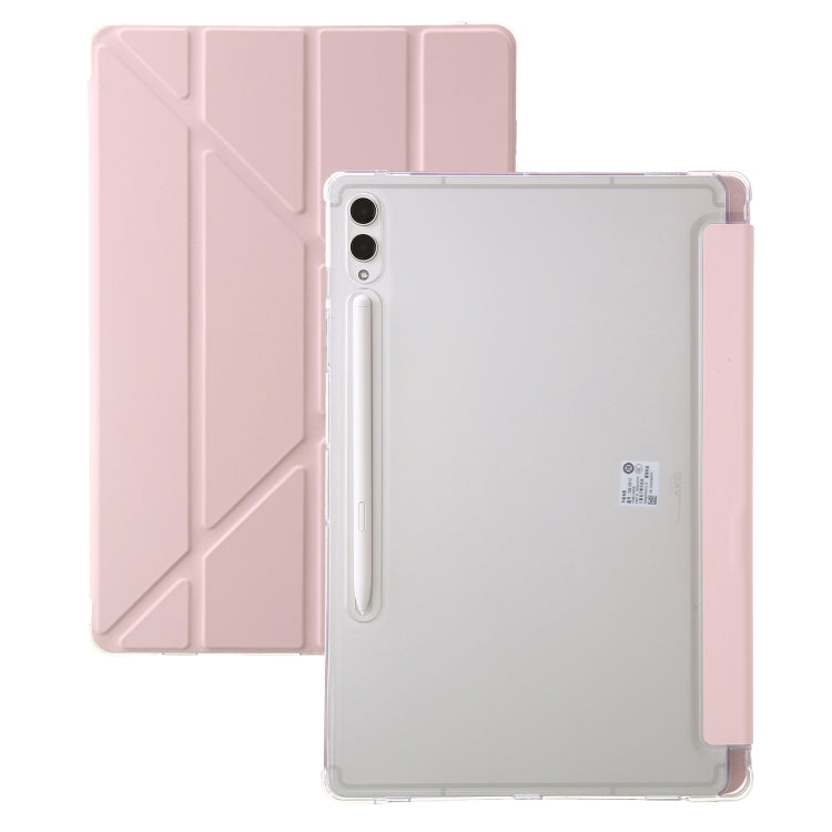 For Samsung Galaxy Tab S9 FE+ Clear Acrylic Deformation Leather Tablet Case(Pink)