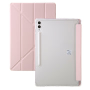 For Samsung Galaxy Tab S9 FE+ Clear Acrylic Deformation Leather Tablet Case(Pink)
