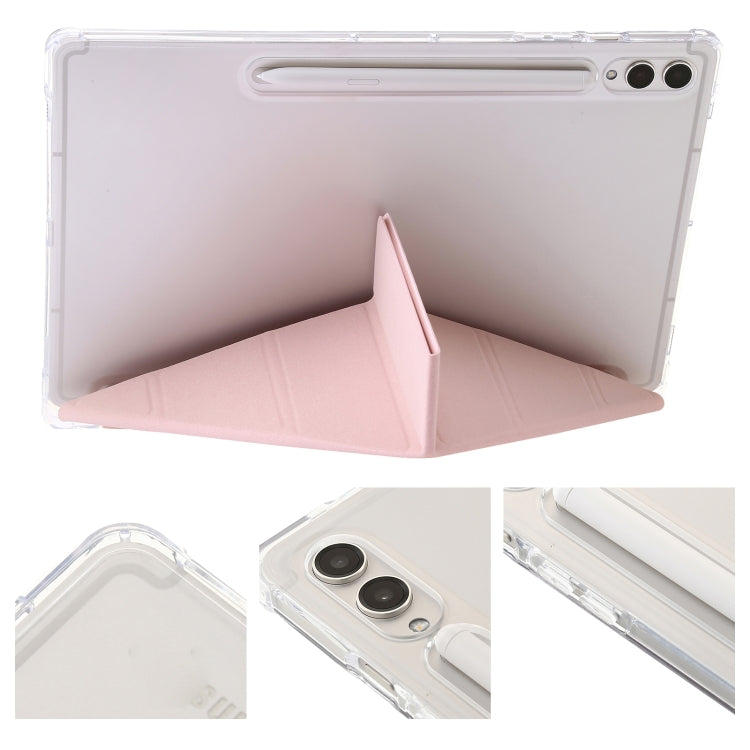 For Samsung Galaxy Tab S9 FE+ Clear Acrylic Deformation Leather Tablet Case(Pink)