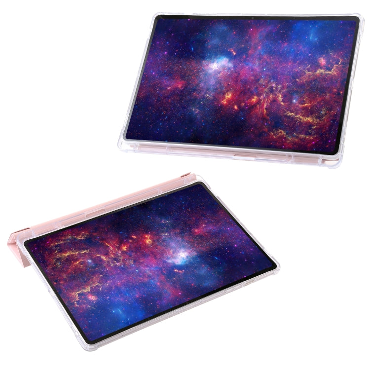 For Samsung Galaxy Tab S9 FE+ Clear Acrylic Deformation Leather Tablet Case(Pink)