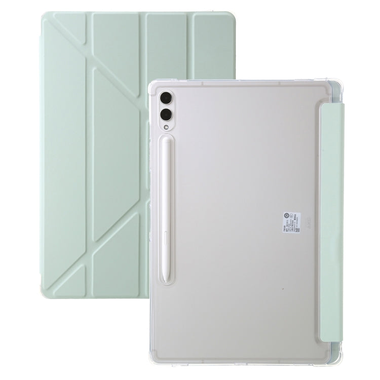 For Samsung Galaxy Tab S9 FE+ Clear Acrylic Deformation Leather Tablet Case(Green)