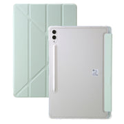 For Samsung Galaxy Tab S9 FE+ Clear Acrylic Deformation Leather Tablet Case(Green)