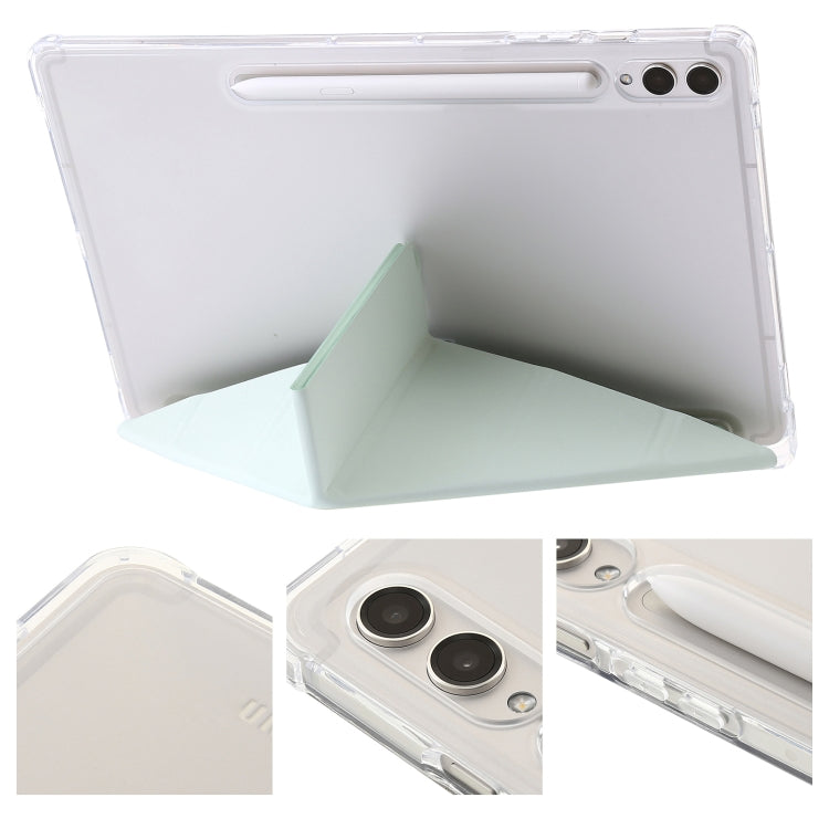 For Samsung Galaxy Tab S9 FE+ Clear Acrylic Deformation Leather Tablet Case(Green)