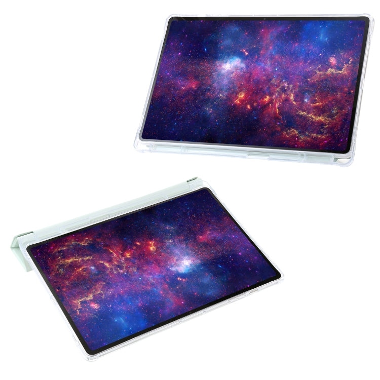 For Samsung Galaxy Tab S9 FE+ Clear Acrylic Deformation Leather Tablet Case(Green)