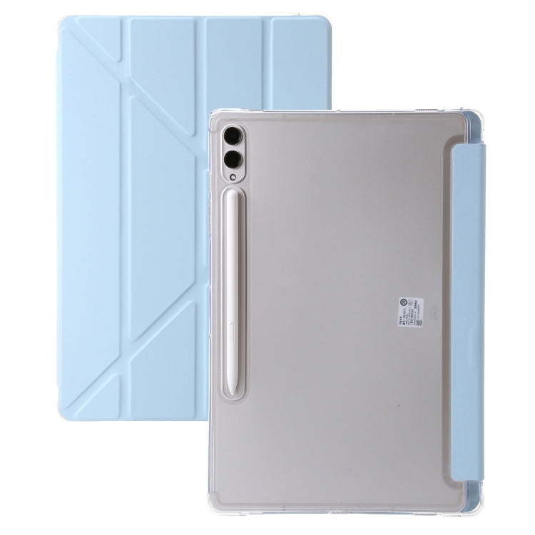 For Samsung Galaxy Tab S9 FE+ Clear Acrylic Deformation Leather Tablet Case(Ice Blue)
