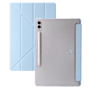 For Samsung Galaxy Tab S9 FE+ Clear Acrylic Deformation Leather Tablet Case(Ice Blue)