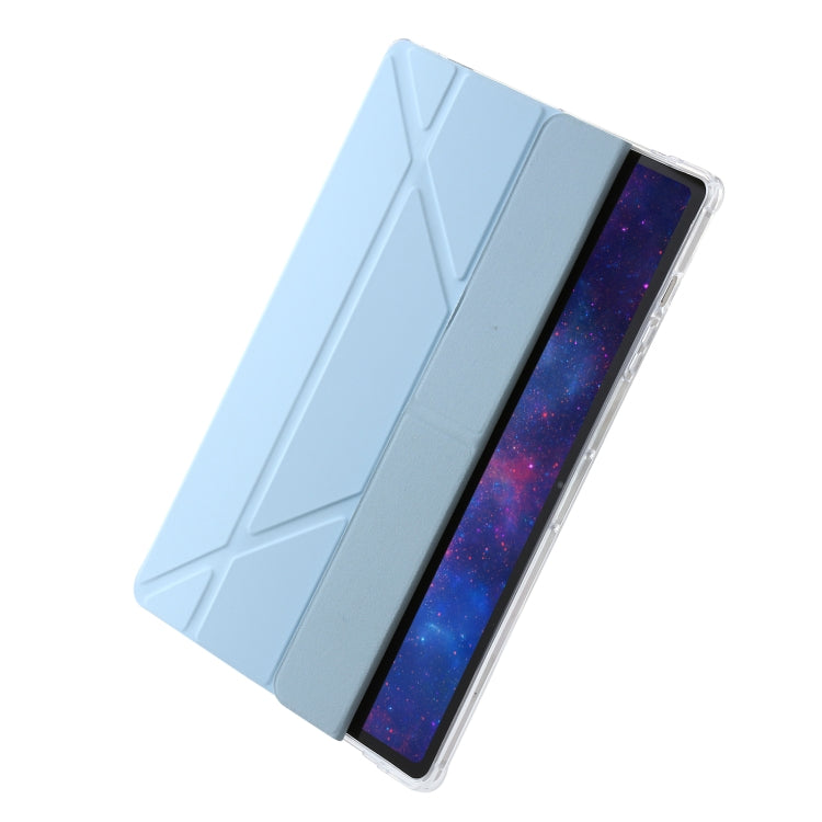 For Samsung Galaxy Tab S9 FE+ Clear Acrylic Deformation Leather Tablet Case(Ice Blue)
