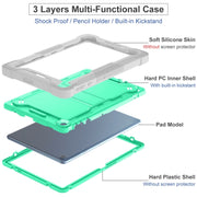 For Honor Pad X8 Shockproof Silicone Hybrid PC Tablet Case with Holder(Mint Green + Grey)