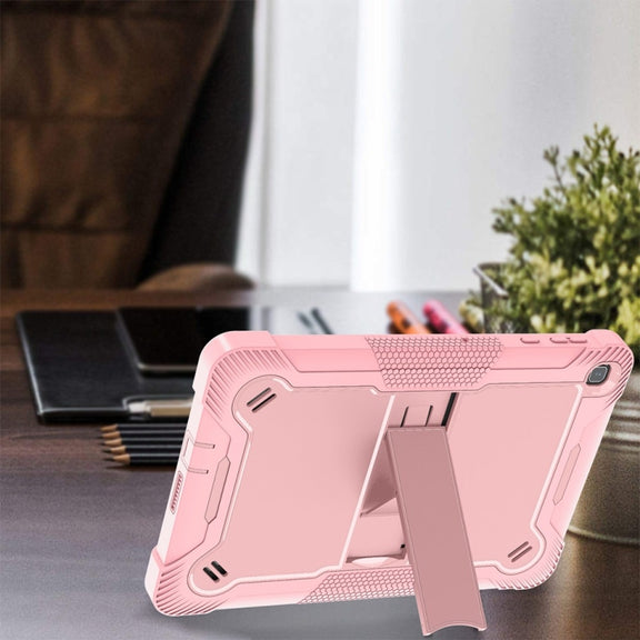 For Honor Pad X8 Shockproof Silicone Hybrid PC Tablet Case with Holder(Rose Gold)