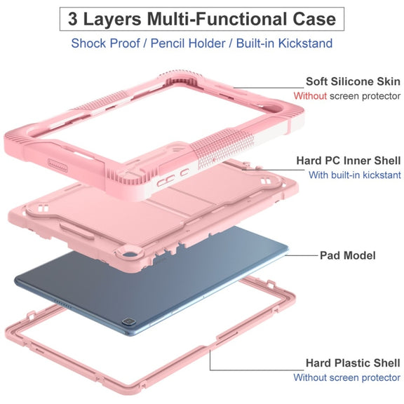 For Honor Pad X8 Shockproof Silicone Hybrid PC Tablet Case with Holder(Rose Gold)