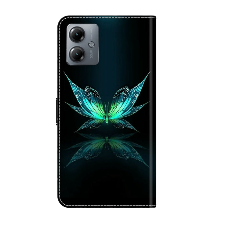 For Motorola Moto G14 Crystal 3D Shockproof Protective Leather Phone Case(Reflection Dutterfly)