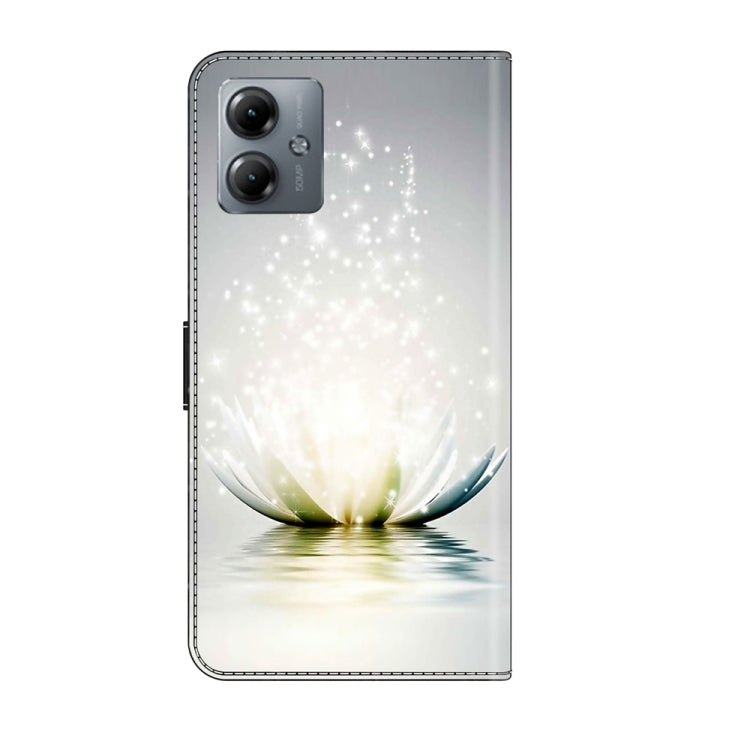 For Motorola Moto G14 Crystal 3D Shockproof Protective Leather Phone Case(Light Lotus)