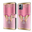 For Motorola Moto G14 Crystal 3D Shockproof Protective Leather Phone Case(Pink Bottom Butterfly) - Motorola Cases by PMC TechLife | Online Shopping South Africa | PMC TechLife | Buy Now Pay Later Mobicred