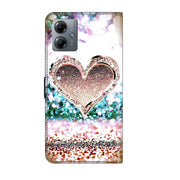 For Motorola Moto G14 Crystal 3D Shockproof Protective Leather Phone Case(Pink Diamond Heart)