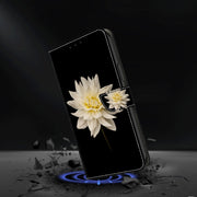 For Motorola Moto G14 Crystal 3D Shockproof Protective Leather Phone Case(White Flower)