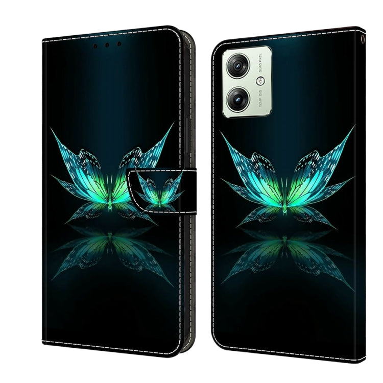For Motorola Moto G54 Crystal 3D Shockproof Protective Leather Phone Case(Reflection Dutterfly)