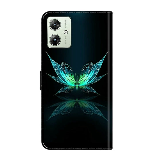 For Motorola Moto G54 Crystal 3D Shockproof Protective Leather Phone Case(Reflection Dutterfly)