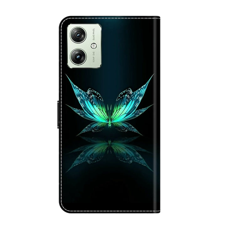 For Motorola Moto G54 Crystal 3D Shockproof Protective Leather Phone Case(Reflection Dutterfly)