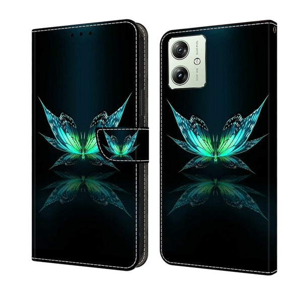 For Motorola Moto G54 Crystal 3D Shockproof Protective Leather Phone Case(Reflection Dutterfly)