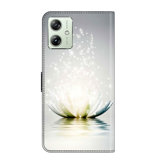 For Motorola Moto G54 Crystal 3D Shockproof Protective Leather Phone Case(Light Lotus)
