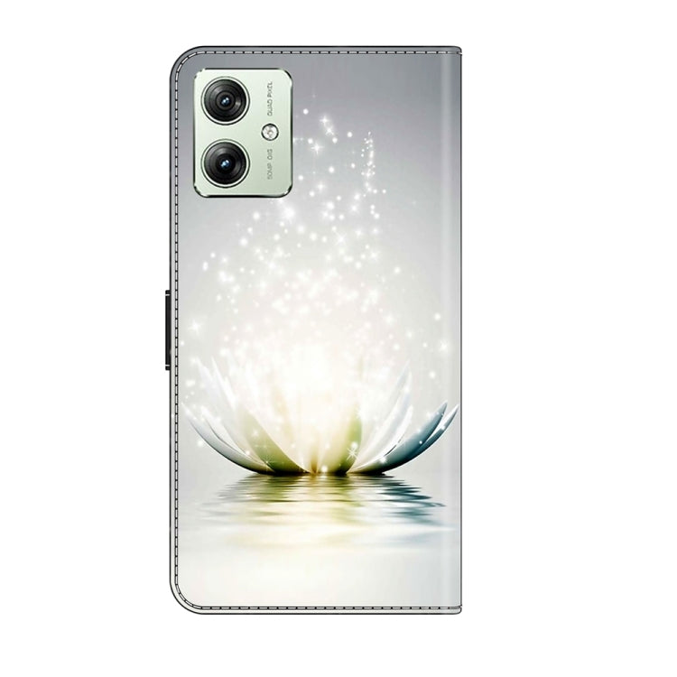 For Motorola Moto G54 Crystal 3D Shockproof Protective Leather Phone Case(Light Lotus)