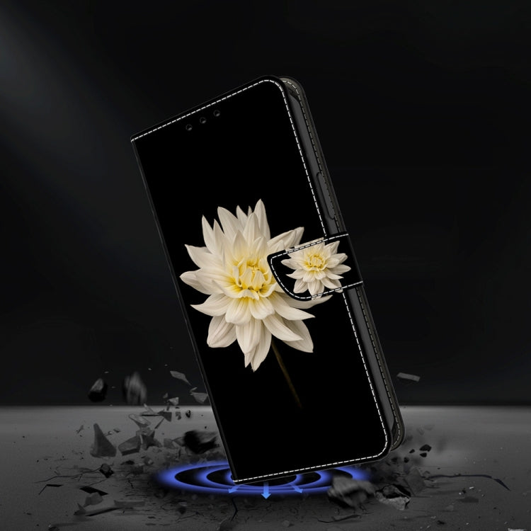 For Motorola Moto G54 Crystal 3D Shockproof Protective Leather Phone Case(White Flower)