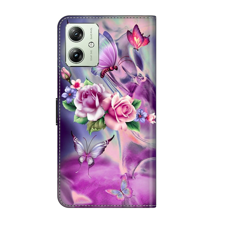 For Motorola Moto G54 Crystal 3D Shockproof Protective Leather Phone Case(Butterfly)
