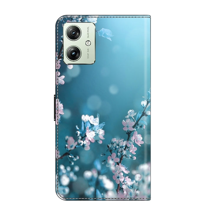 For Motorola Moto G54 Crystal 3D Shockproof Protective Leather Phone Case(Plum Flower)