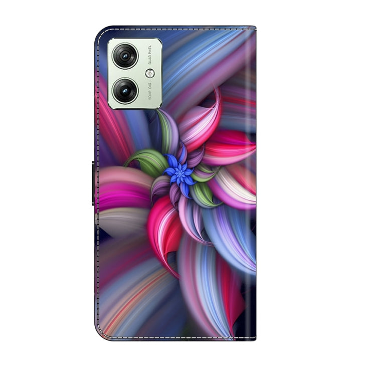 For Motorola Moto G54 Crystal 3D Shockproof Protective Leather Phone Case(Colorful Flower)
