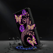 For Motorola Moto G54 Crystal 3D Shockproof Protective Leather Phone Case(Purple Flower Butterfly)