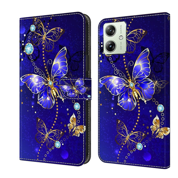 For Motorola Moto G54 Crystal 3D Shockproof Protective Leather Phone Case(Diamond Butterfly)