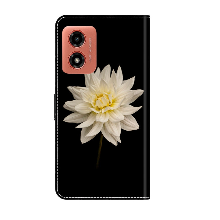 For Motorola Moto G Play 2024 Crystal 3D Shockproof Protective Leather Phone Case(White Flower)