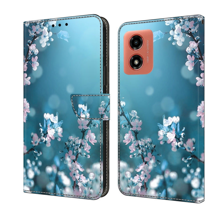 For Motorola Moto G Play 2024 Crystal 3D Shockproof Protective Leather Phone Case(Plum Flower)