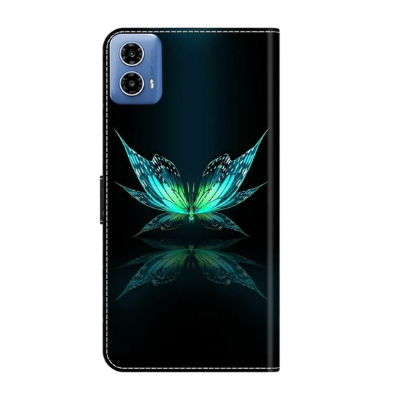For Motorola Moto G24 Crystal 3D Shockproof Protective Leather Phone Case(Reflection Dutterfly)