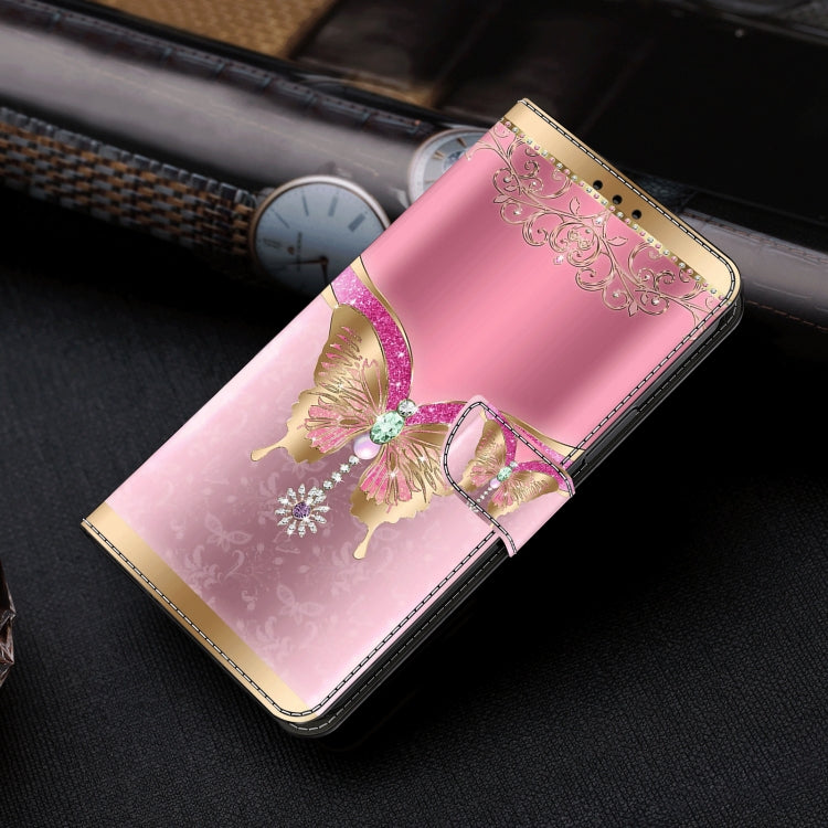 For Motorola Moto G24 Crystal 3D Shockproof Protective Leather Phone Case(Pink Bottom Butterfly)