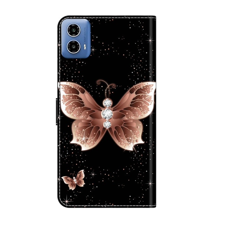 For Motorola Moto G24 Crystal 3D Shockproof Protective Leather Phone Case(Pink Diamond Butterfly)
