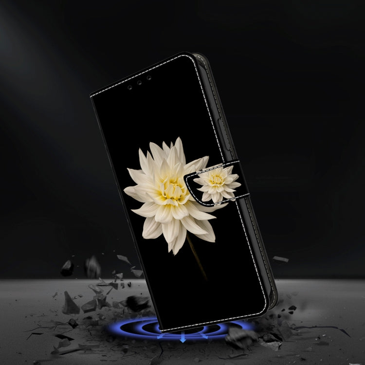 For Motorola Moto G24 Crystal 3D Shockproof Protective Leather Phone Case(White Flower)