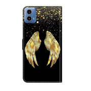 For Motorola Moto G24 Crystal 3D Shockproof Protective Leather Phone Case(Golden Wings)