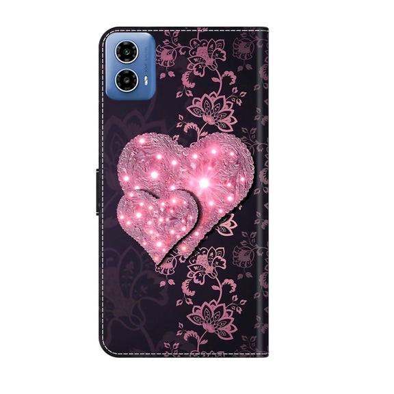 For Motorola Moto G24 Crystal 3D Shockproof Protective Leather Phone Case(Lace Love)