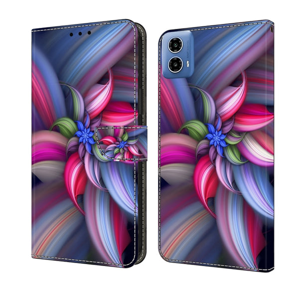 For Motorola Moto G24 Crystal 3D Shockproof Protective Leather Phone Case(Colorful Flower)